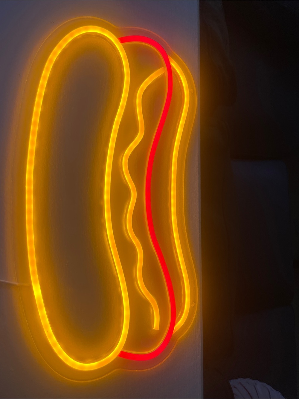 Neon Hot Dog Wall Light - Yellow & Red
